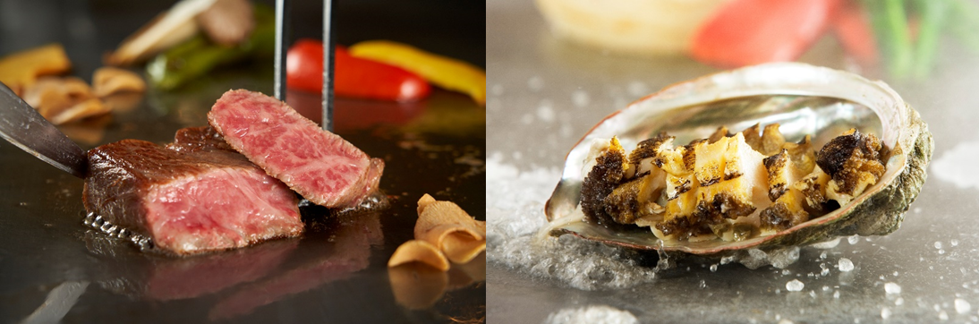 （左）「鉄板焼 なにわ」料理イメージ（右）料理イメージ