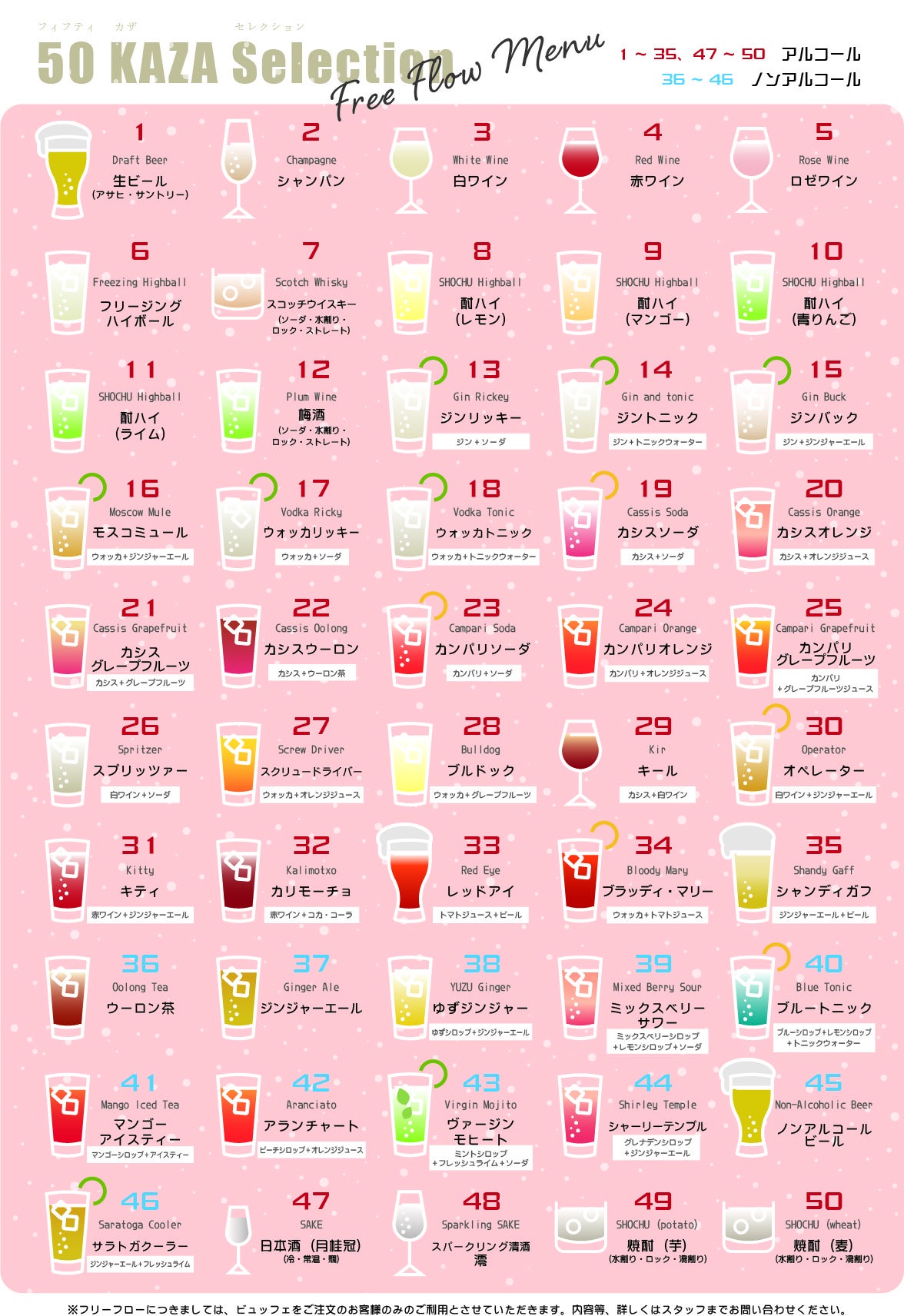 全50種のドリンクイメージ