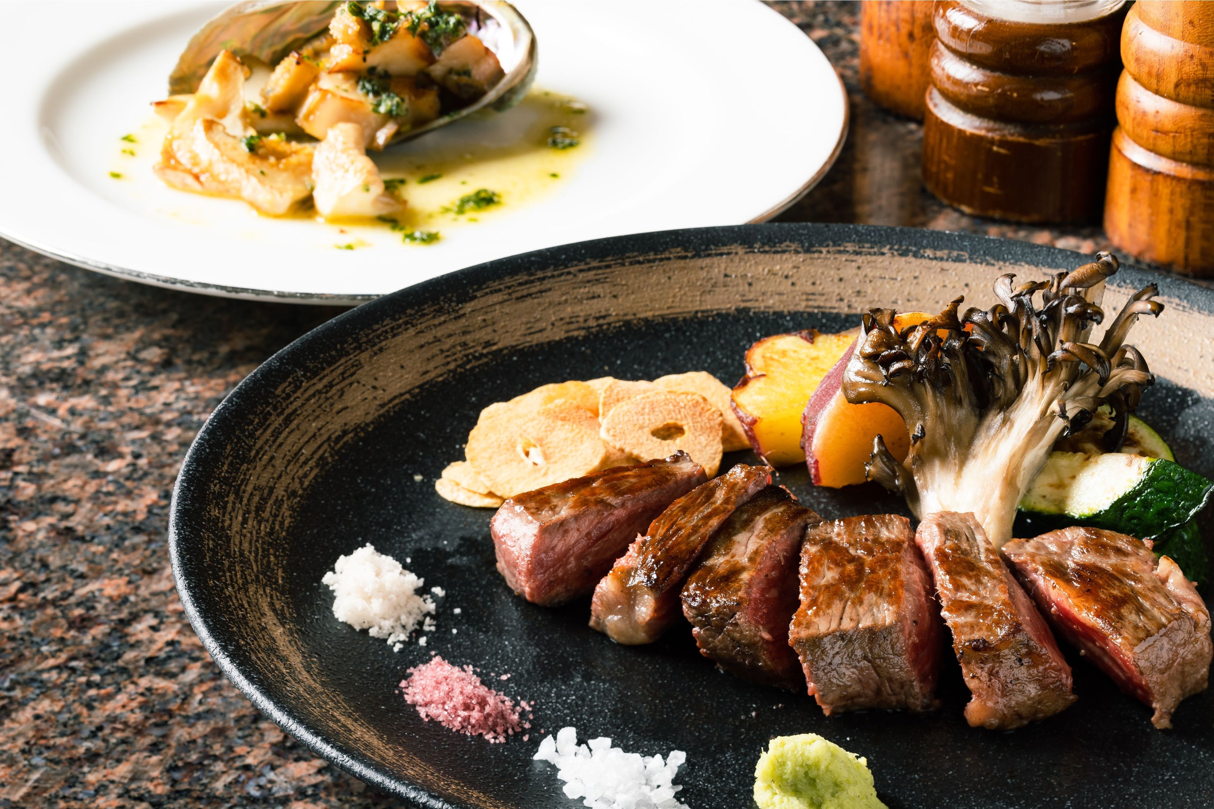 蝦夷鮑と国産牛のランチ（イメージ）