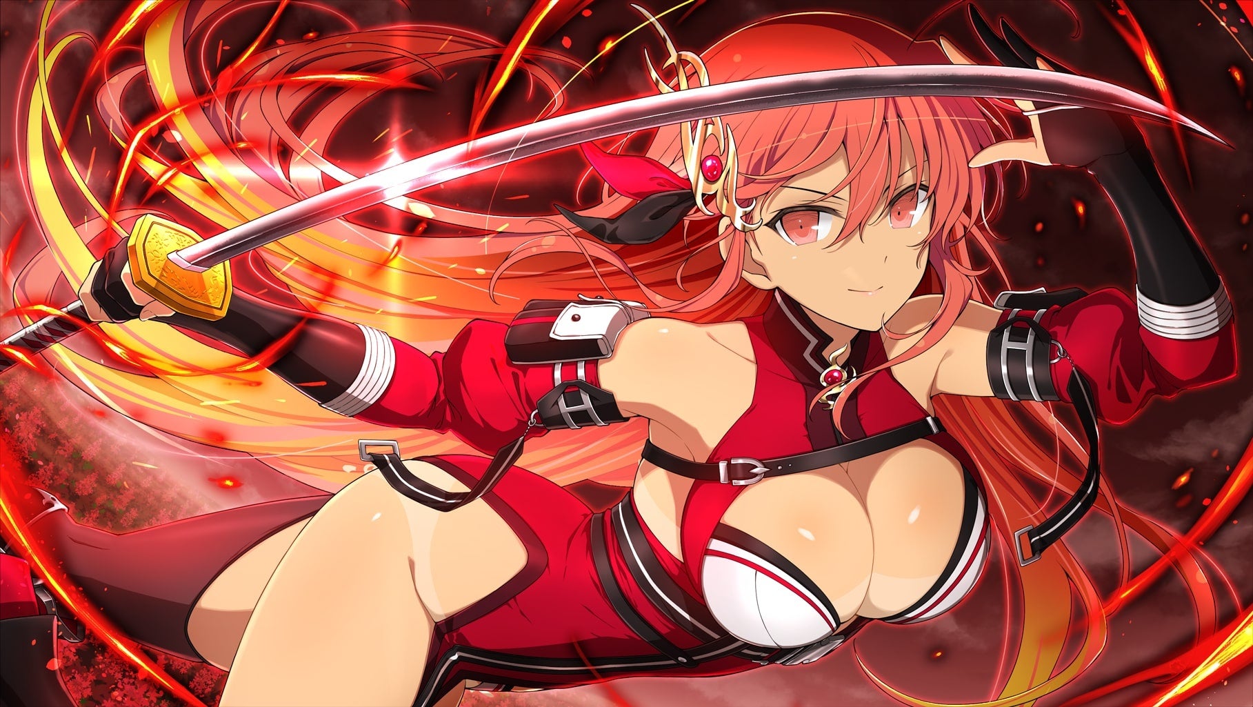 <閃乱覚醒後_変身後>【UR紅蓮の焔(新乳祭)】