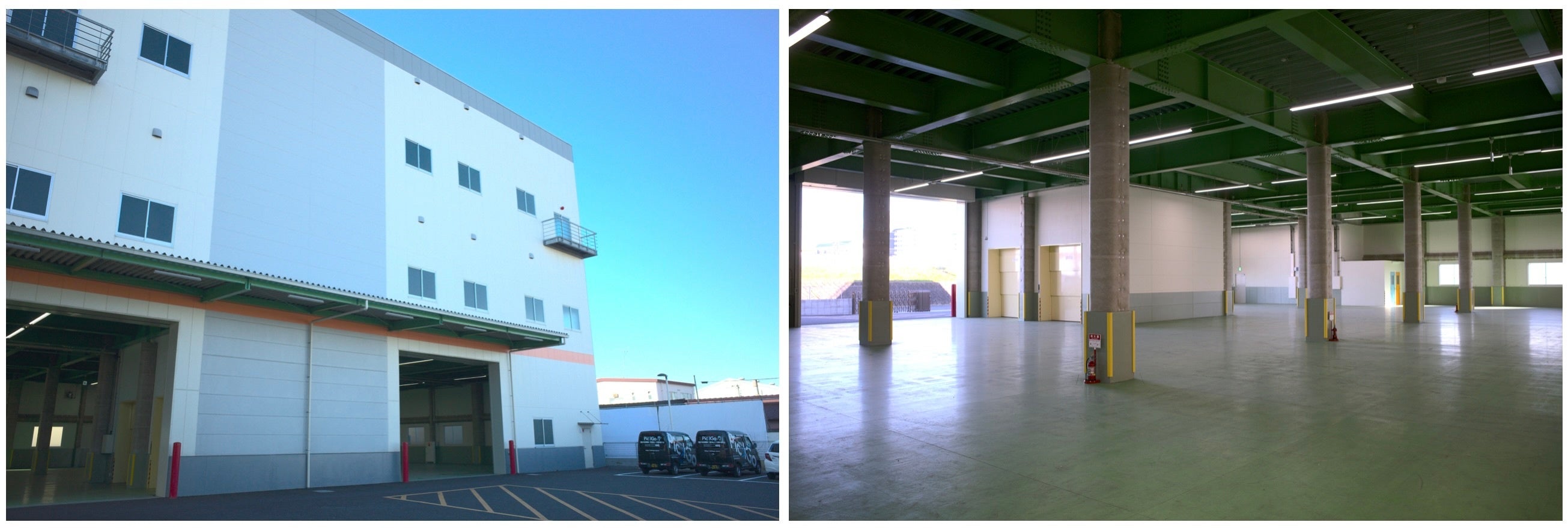 ▲「CBcloud川口デポ」の外観（左）と倉庫内の様子（右）