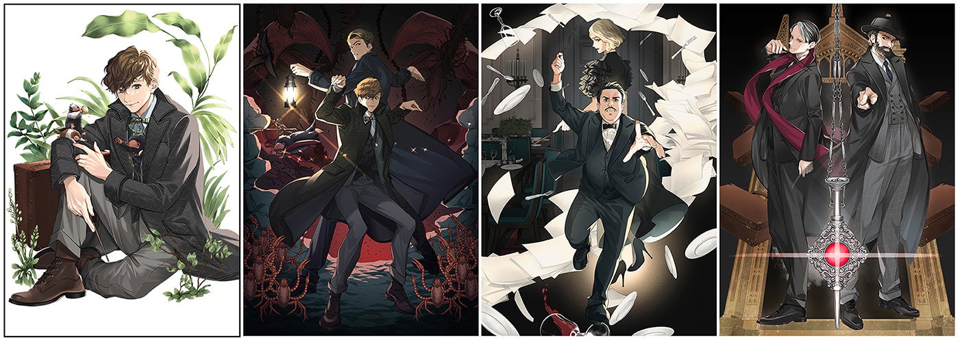 △『ファンタスティック・ビーストとダンブルドアの秘密』アニメイト限定セット:A3布ポスター(マルチクロス)4種