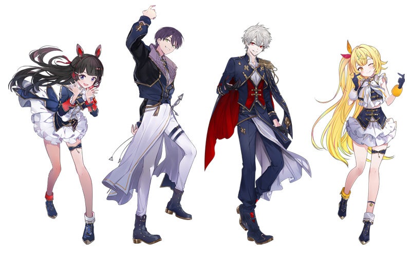 △5周年記念描き下ろしイラスト(左から 月ノ美兎、剣持刀也、葛葉、星川サラ)