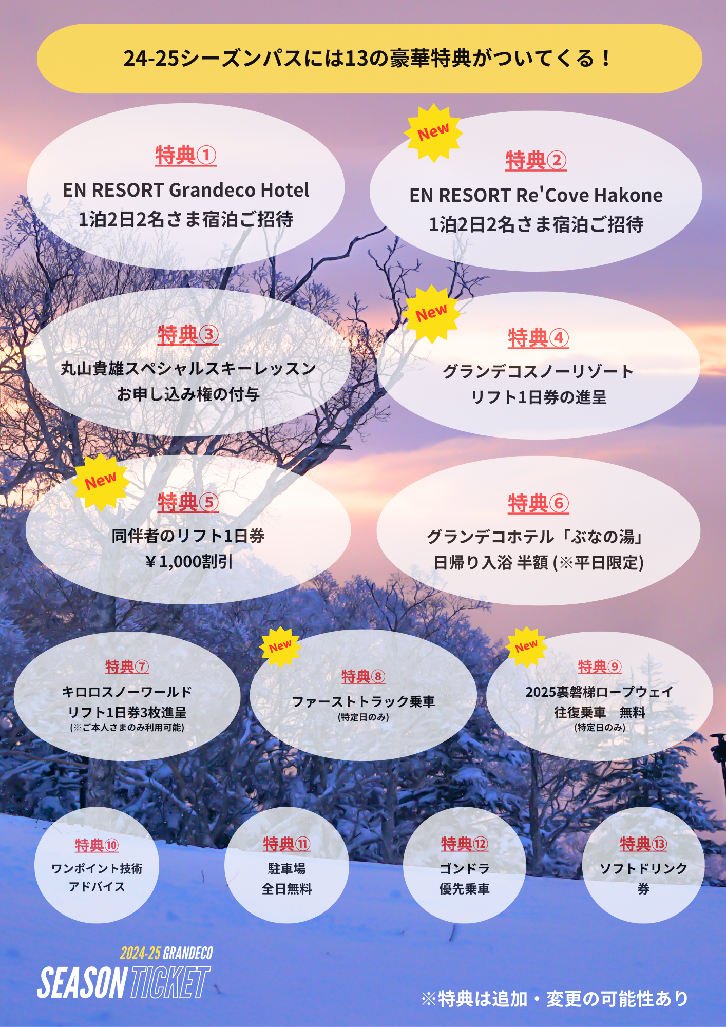 グランデコ・スノーリゾート 2024-2025シーズン券「乗り換え割