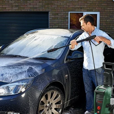 (使用例)B02-5594&nbsp;&nbsp; ボッシュ 高圧洗浄機 延長高圧ホース&ブラシ付水しぶきカバーセット グリーン UA125J3