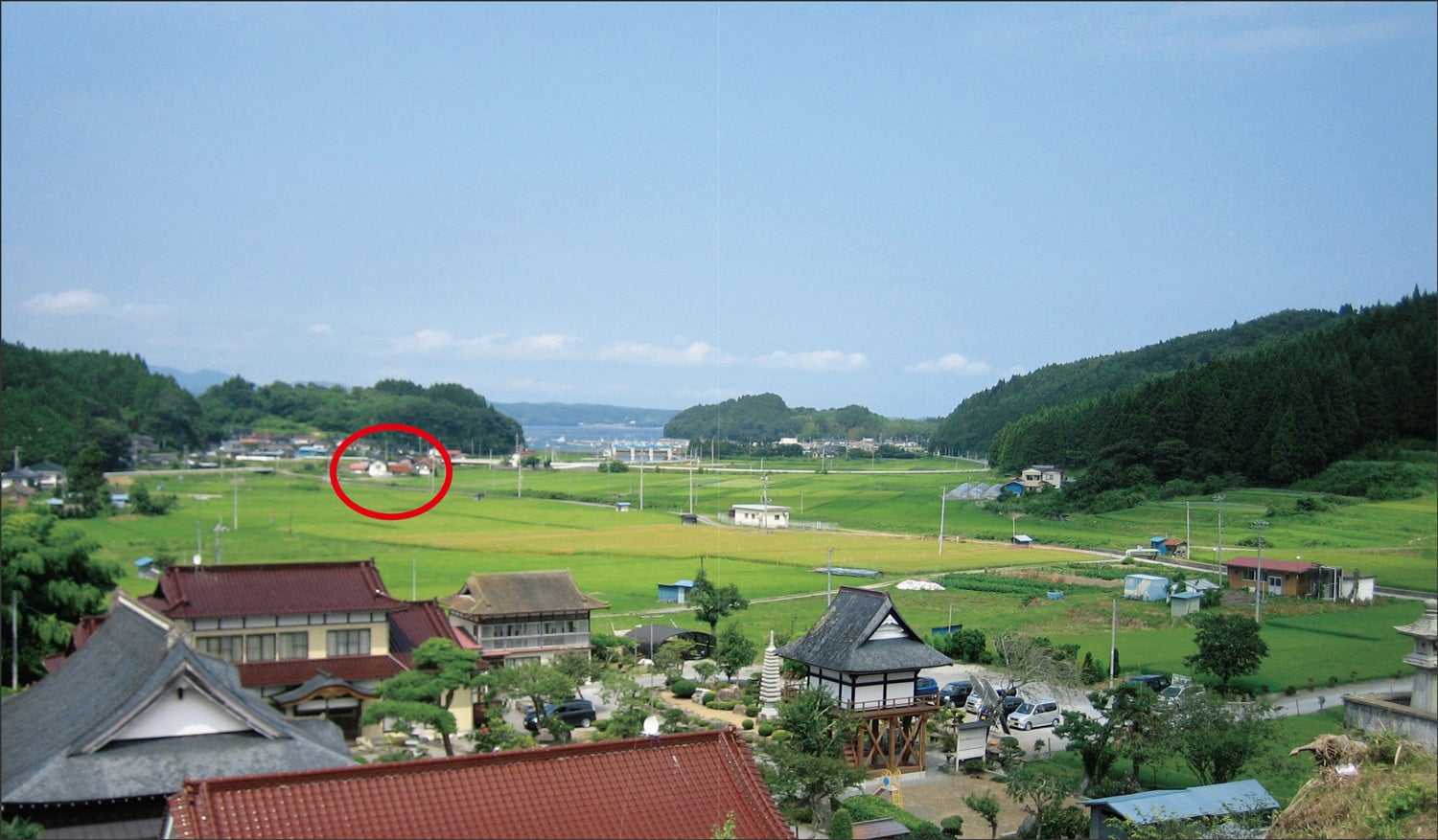 在りし日のふるさとの風景。○で囲ったところがかつての小野寺家です。