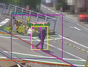 AIによる踏切滞留検知の様子