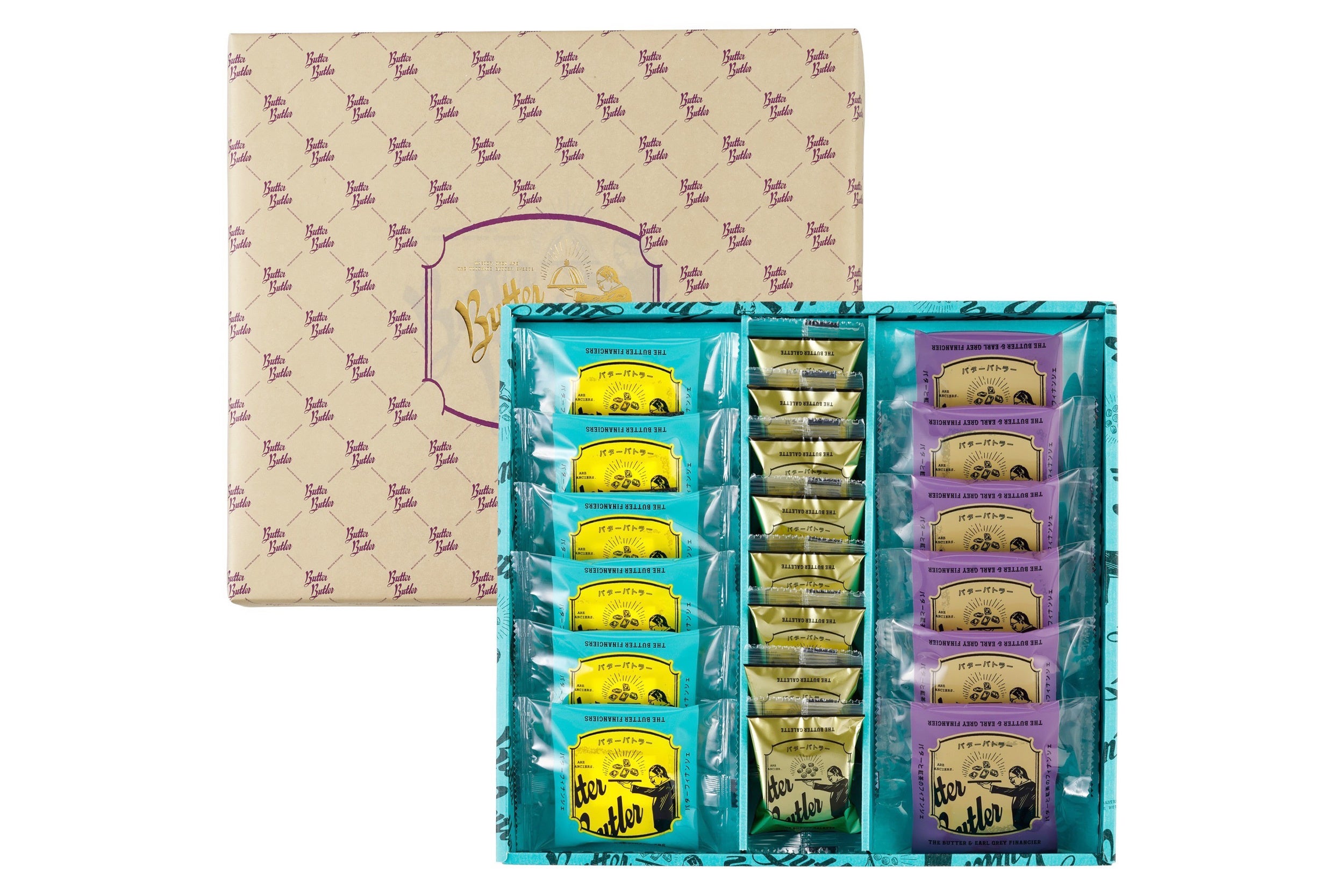 ■バターフィナンシェ　定番の「バターフィナンシェ」や「バターガレット」の他に期間限定「バターと紅茶のフィナンシェ」を加えた贅沢な3種の詰め合わせ。