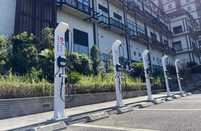 龍宮城スパホテル三日月 富士見亭に設置されたEV充電エネチェンジ