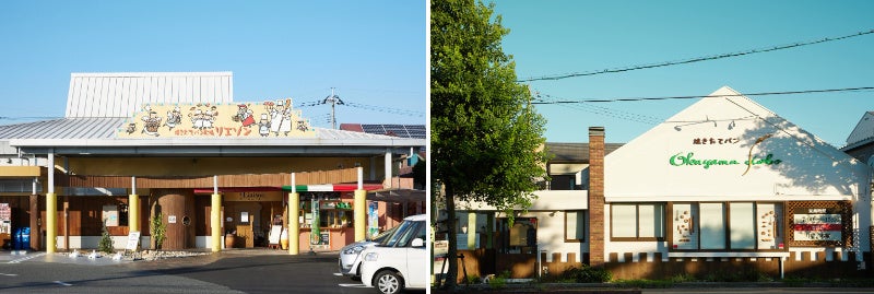 （左：焼きたてパン広場リエゾン　　右：おかやま工房国富店）