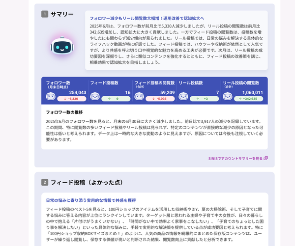 SINIS for Instagram「AIアシスト考察」のイメージ