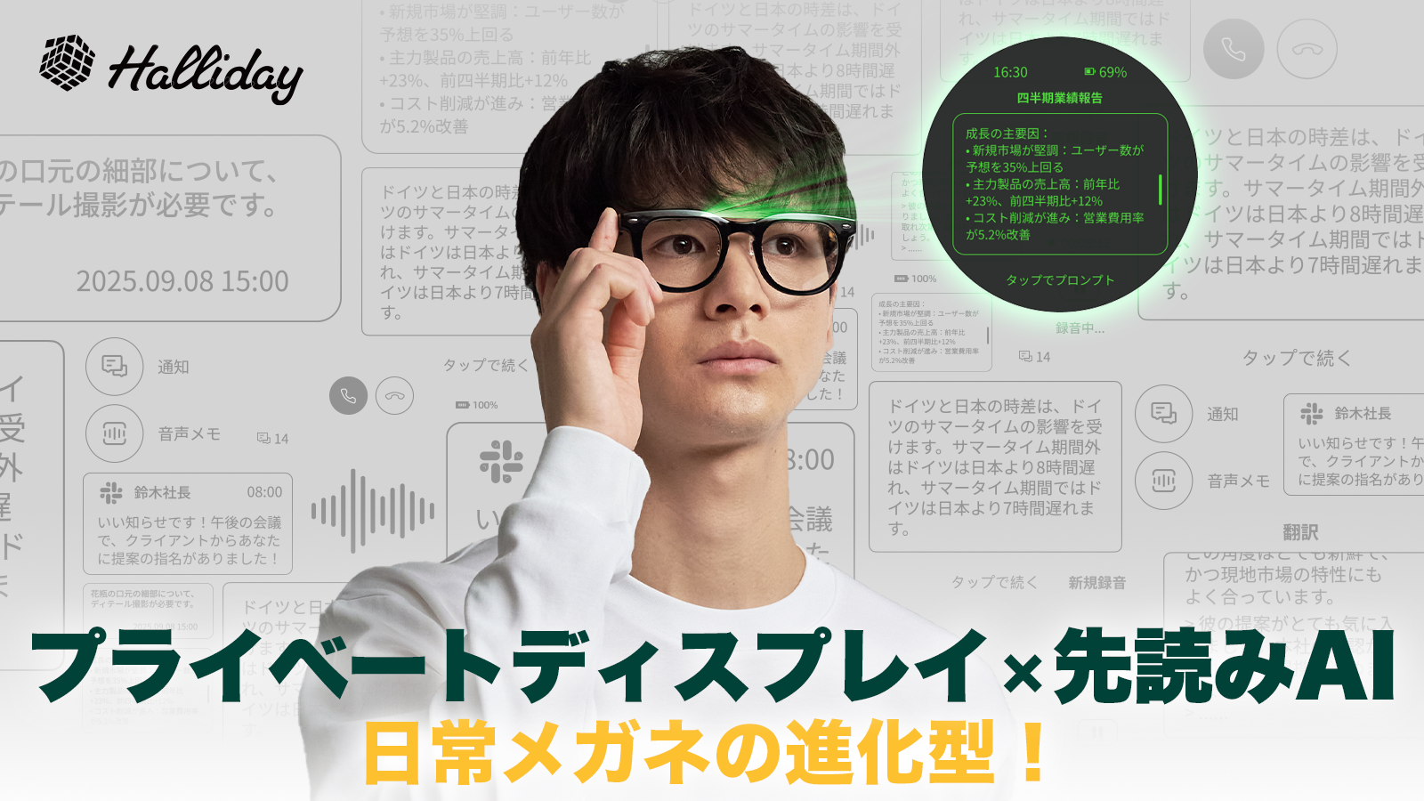 日本初上陸！】日常に、見えない知性を。次世代型AIグラス「Halliday