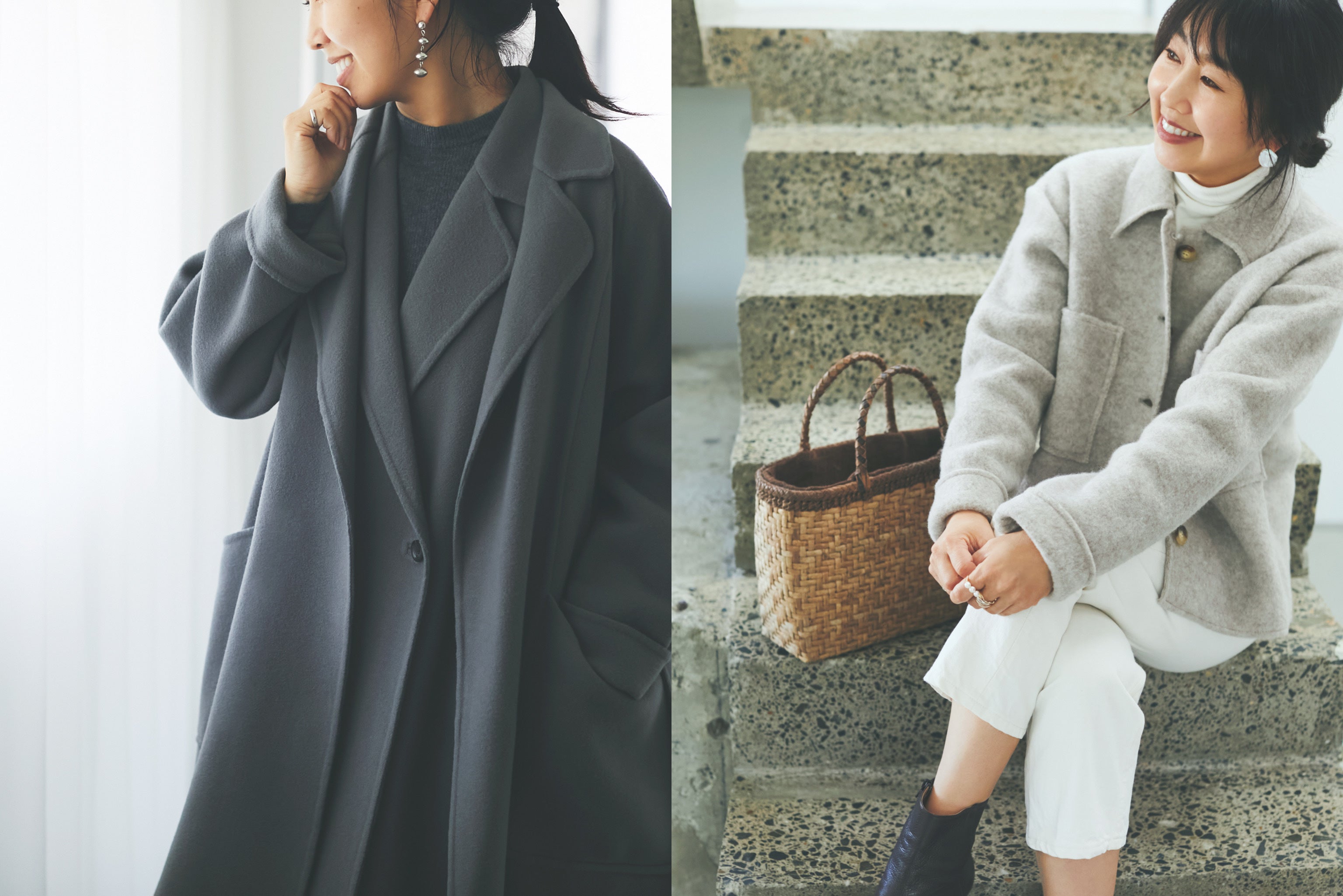 極美品✨️ソージュ　ウールリバーミディ丈コート　ベルト付き　ノーカラー　キャメル 極美品✨️ソージュ ウールリバーミディ丈コート ベルト付き ノー