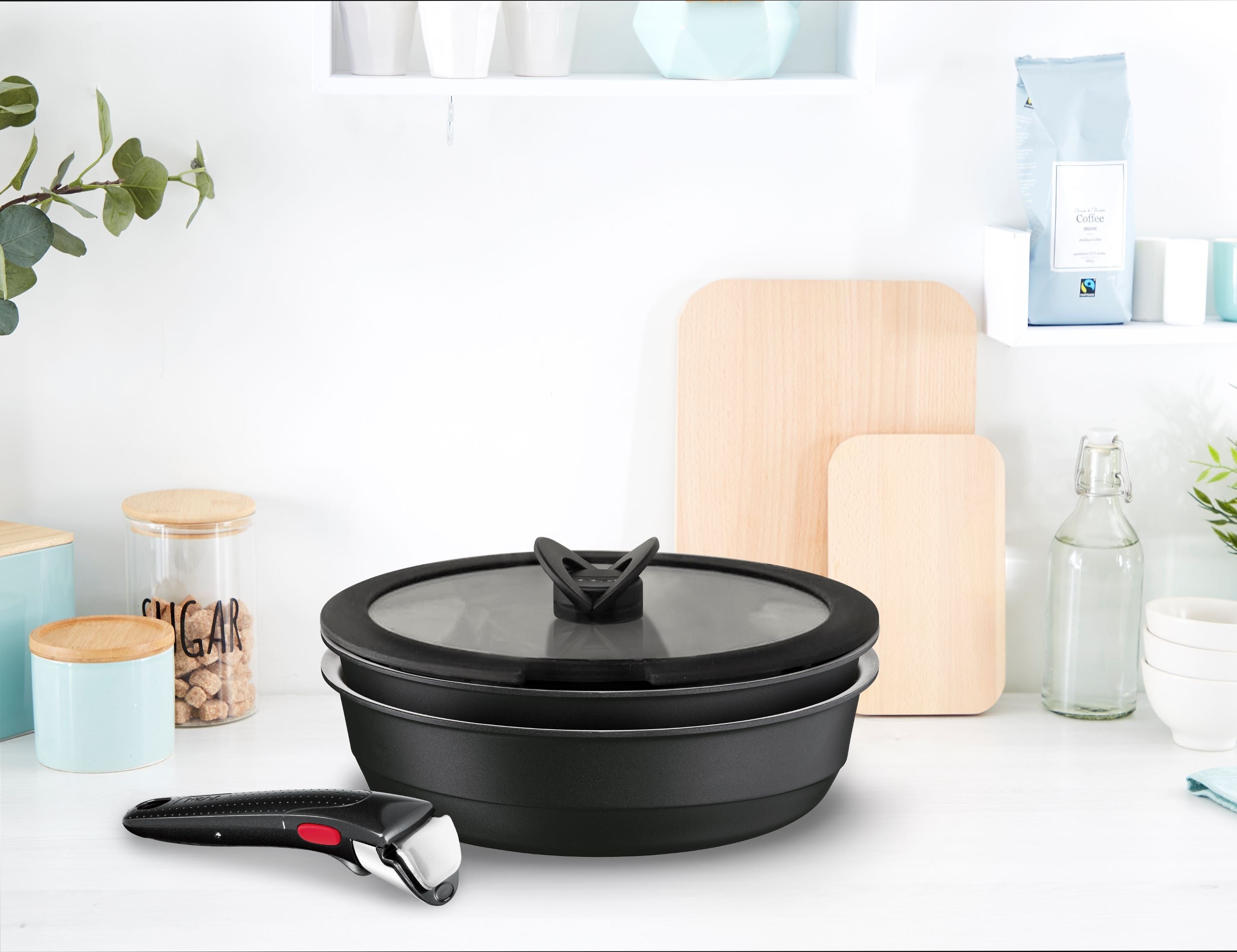 【良い鍋良い暮らし】ティファール　キャストラインアロマプロ　ウォックパン　鍋IH T-fal 両手鍋 浅型 28cm ガラス蓋付 ティファール 鍋 キャスト
