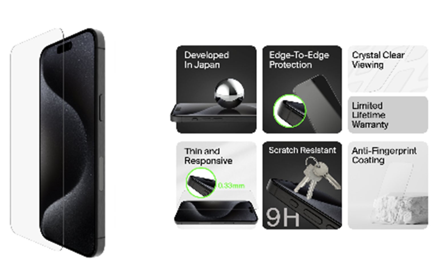 Belkin、「iPhone 16」シリーズ向けに6種類のガラス保護フィルムを発売