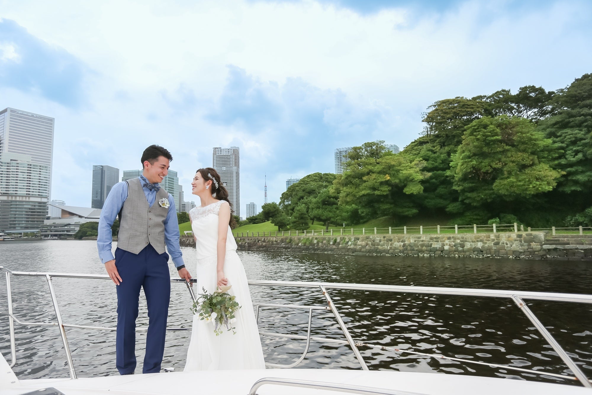 浜離宮でウェディングフォト撮影