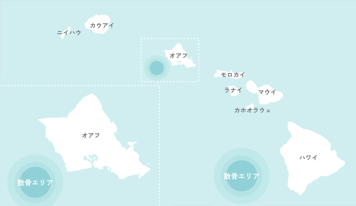 ハワイの散骨マップ