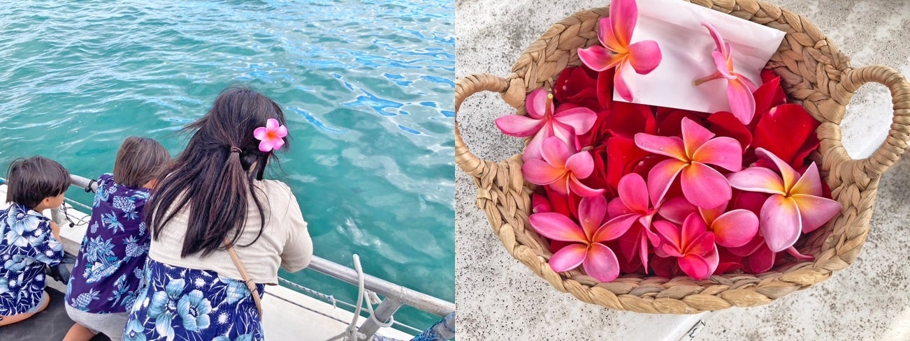 ハワイで散骨を行う家族