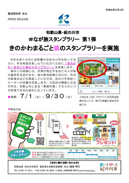 きのかわまるごと桃のスタンプラリーを実施 きのかわまるごと桃のスタンプラリーを実施