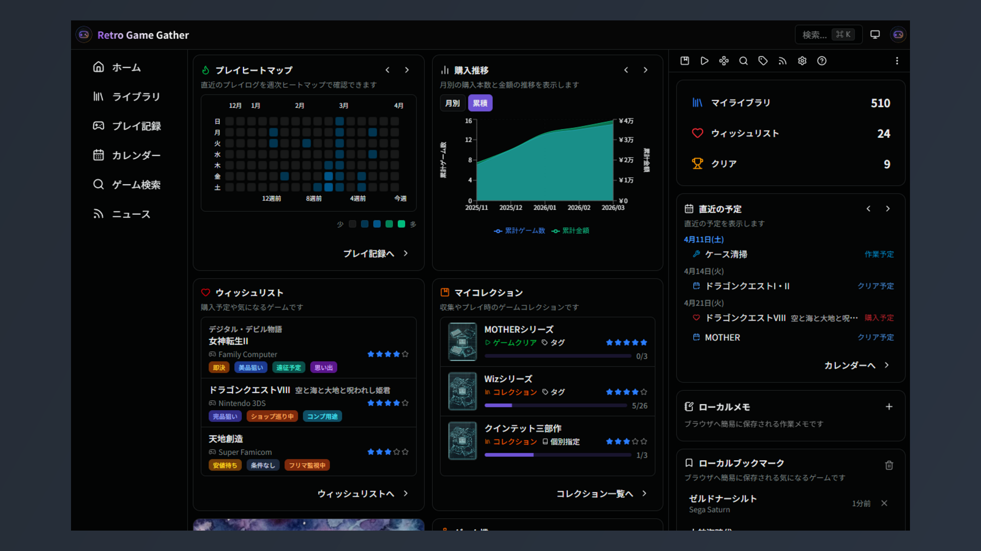 レトロゲーム管理RGG進化！プレイ記録分析＆複数所有に対応