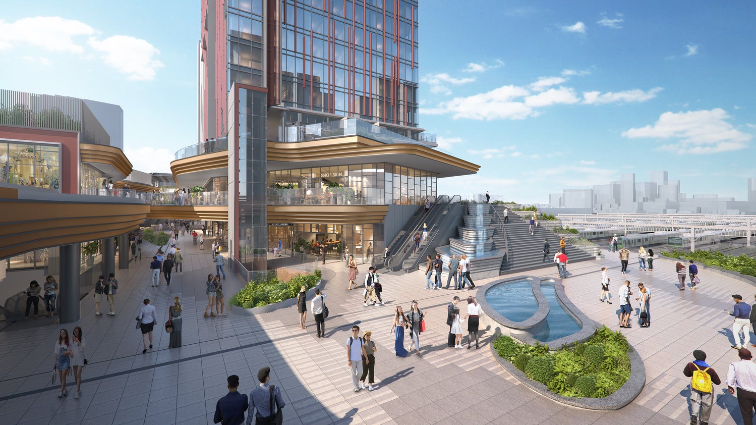 広場①　駅直結の待合せスペースとして利用される広場のイメージ