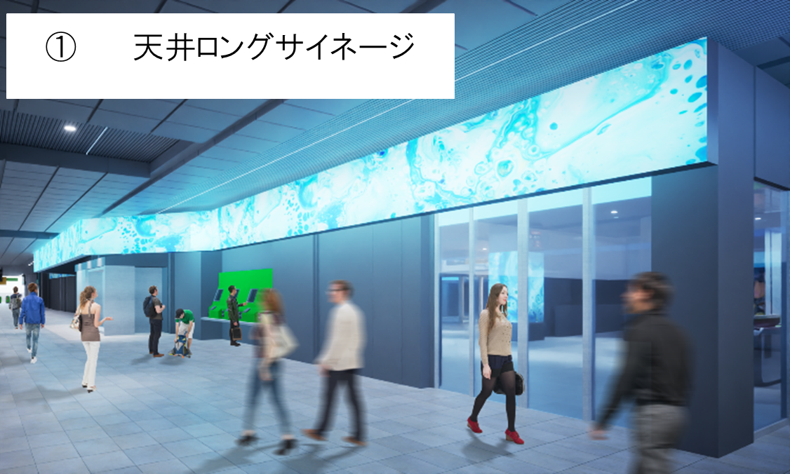 新宿駅天井ロングサイネージ　完成イメージ