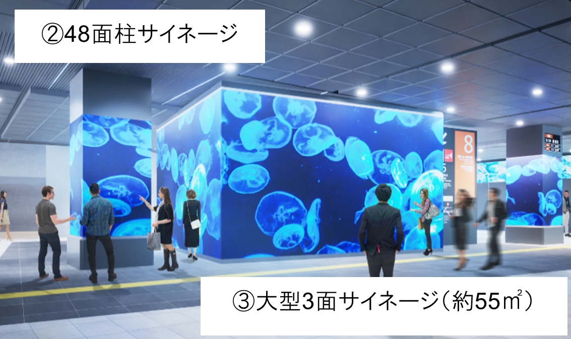 新宿駅大型3面サイネージ　完成イメージ