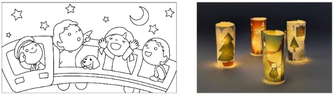 ぬり絵シート・キャンドルの装飾(イメージ)