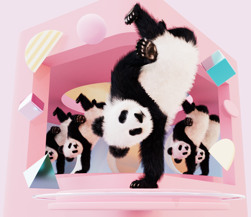 放映するパンダのイメージ