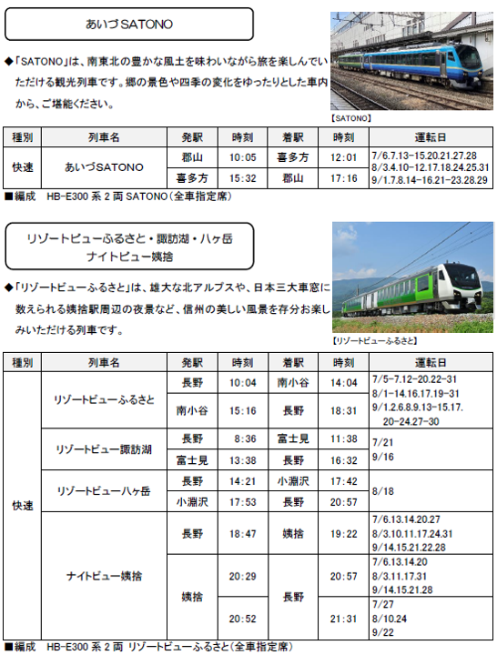 JR東日本 臨時列車運転時刻表(予定臨時列車) 平成6年12月3日改正