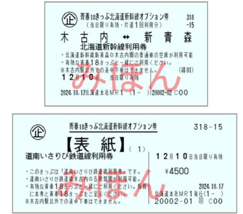 (「青春18きっぷ北海道新幹線オプション券」イメージ)