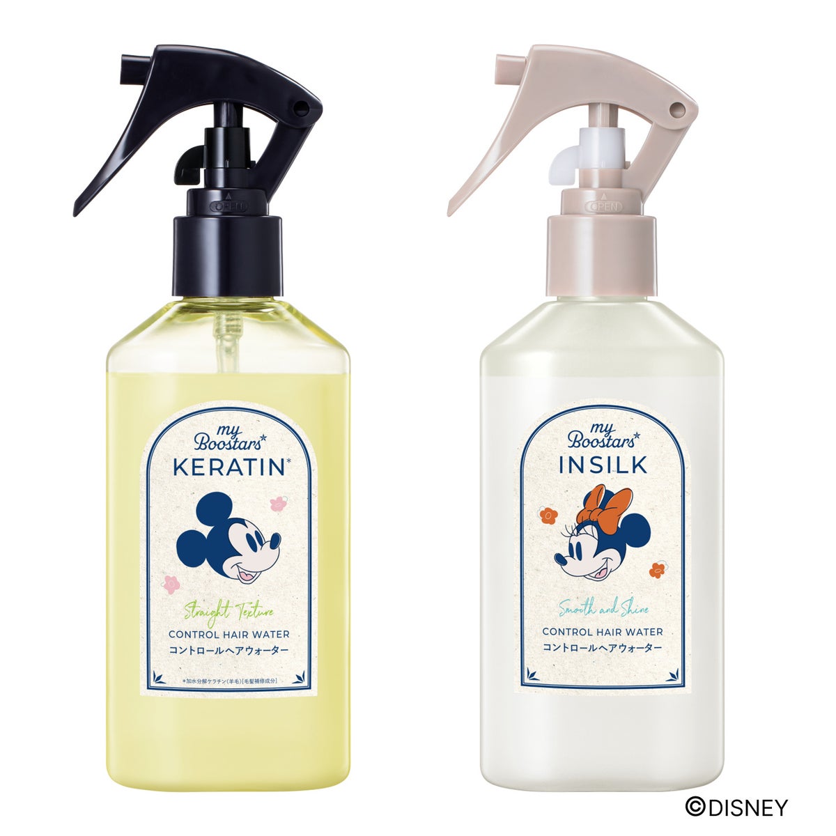 クラシックな「ミッキーマウス」と「ミニーマウス」がヘアケアボトルに。myBoostarsから数量限定デザインが登場
