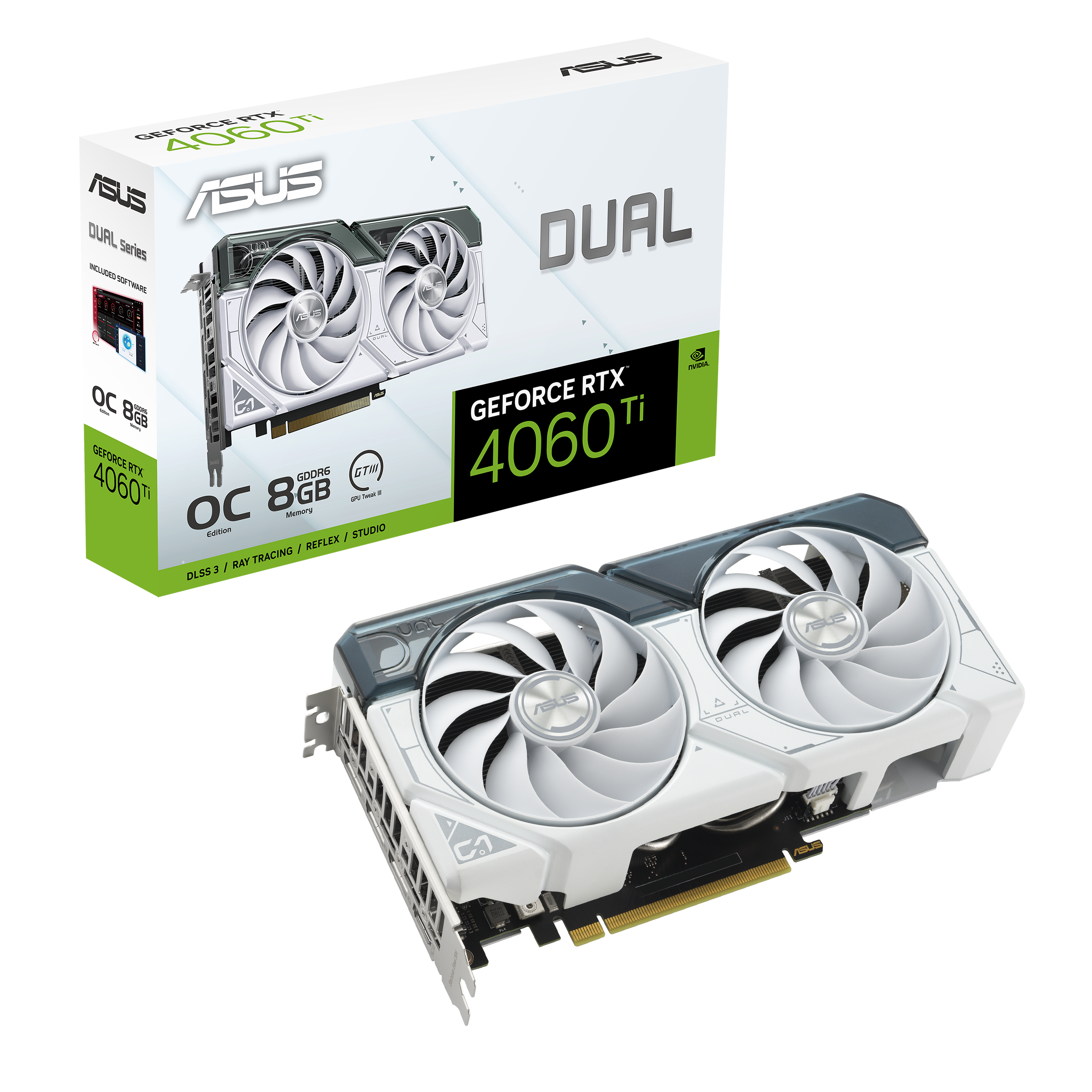ASUSの2連ファンでコンパクト設計のNVIDIA GeForce RTX™ 4060TIを搭載