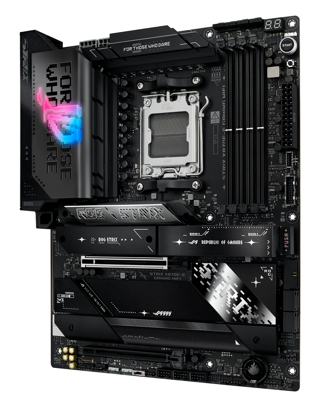 ASUS AMD Socket AM5 対応 X870E 搭載 ATX ASUSのゲーミングブランドのRepublic of Gamersより、AMD AM5 ソケット