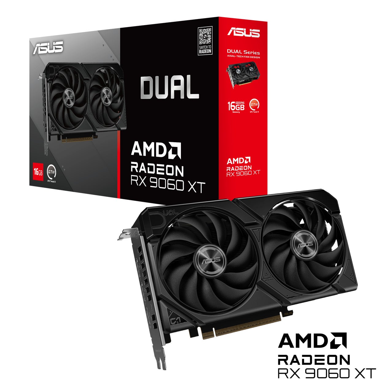 ASUSより、デュアルFAN2.5スロットのAMD Radeon™ RX 9060 XT搭載 ASUSより、デュアルFAN2.5スロットのAMD Radeon™ RX 9060 XT搭載