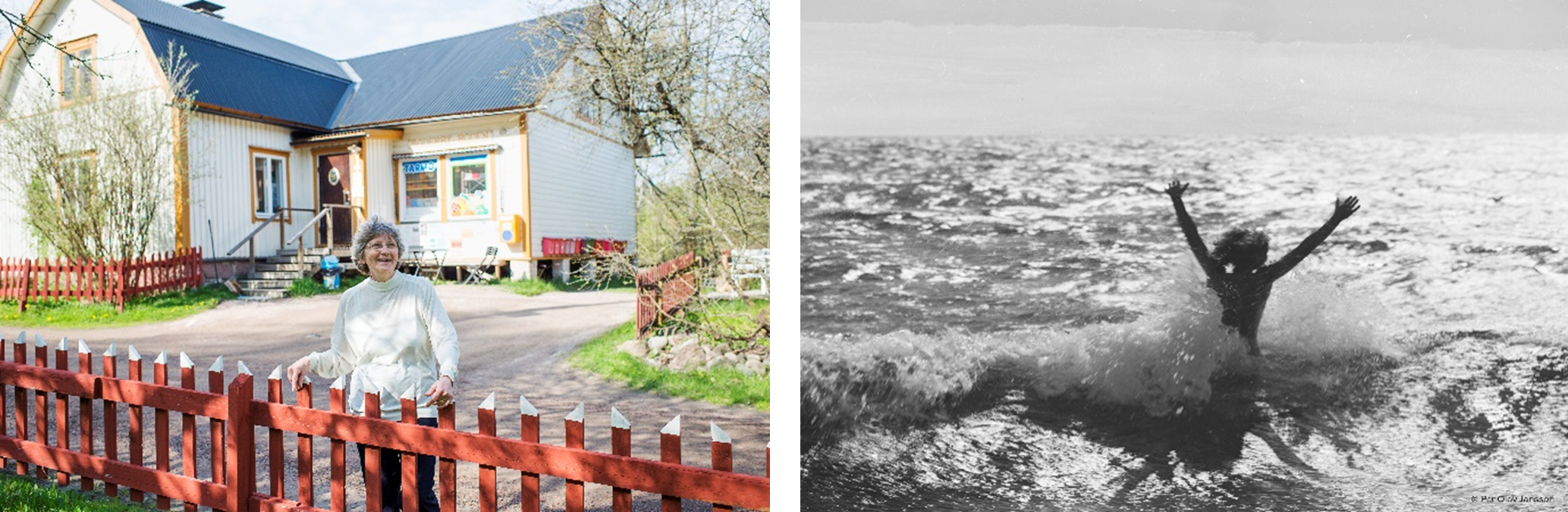 SÖDERBY-BODENのイェルダさん（クレジット：Visit Finland）・ペッリンゲ諸島の海で遊ぶトーベ（クレジット：© Per Olov Jansson © Moomin Characters™）