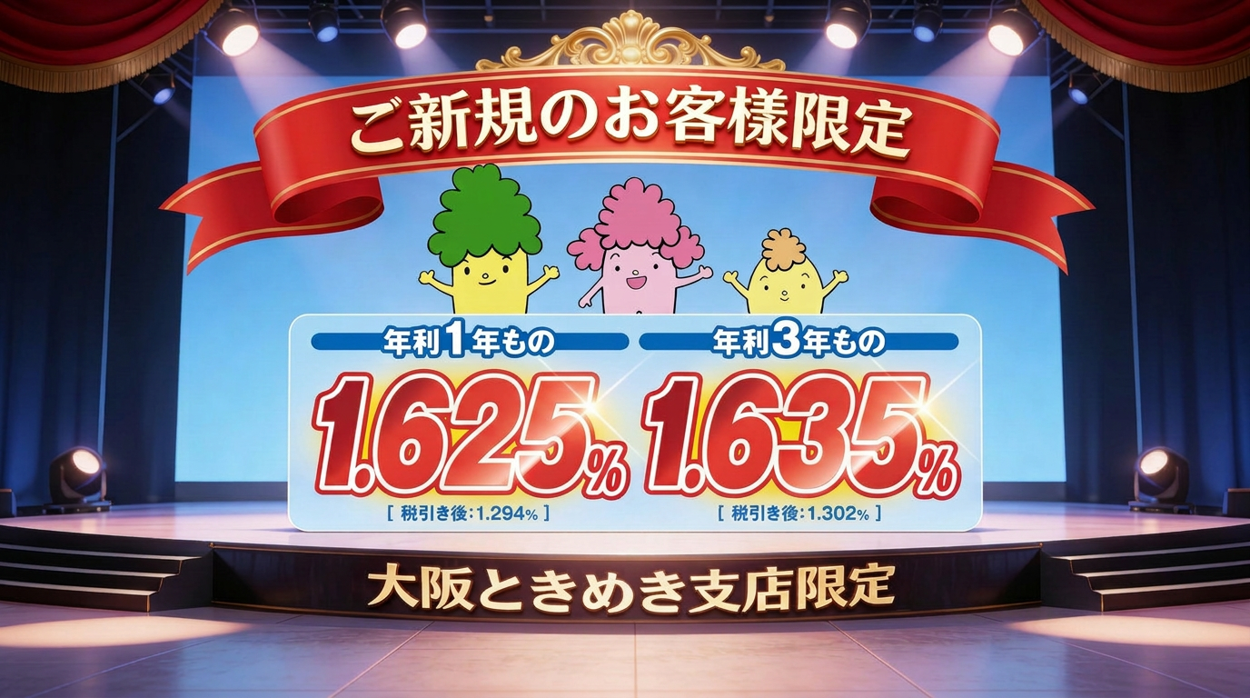 大阪厚生信用金庫、インターネット支店「大阪ときめき支店」にて、スマホ専用定期預金「ときめき定期預金」の金利キャンペーンを実施