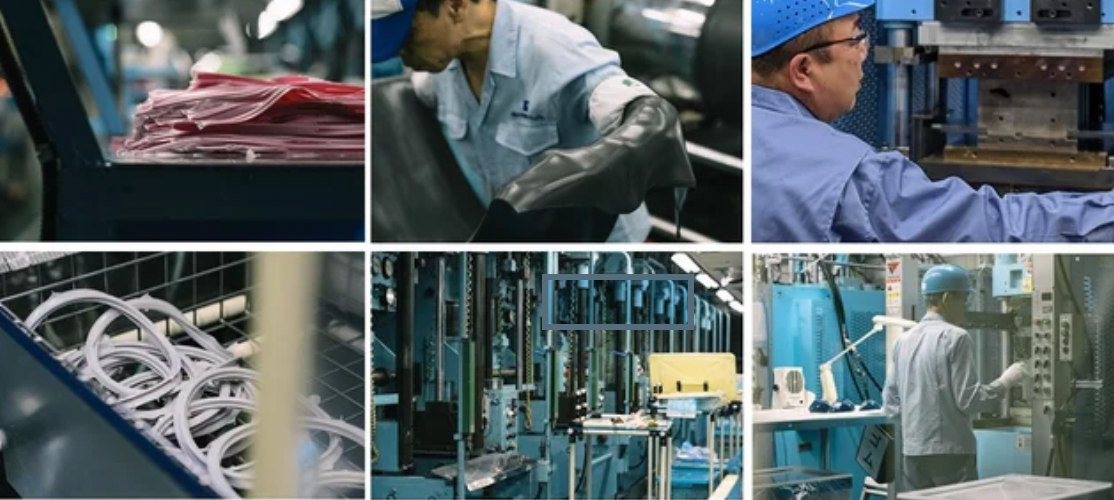 画像の説明：ゴムの製造風景一覧