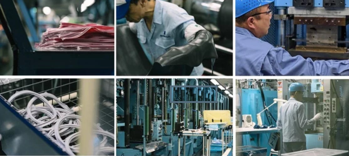 画像の説明:ゴムの製造風景一覧