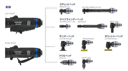 工具は「持ち替え」から「ヘッド交換」へ ベッセルが1台で複数作業に対応する「SP LINE ヘッド交換式エアーツール」を10月26日発売