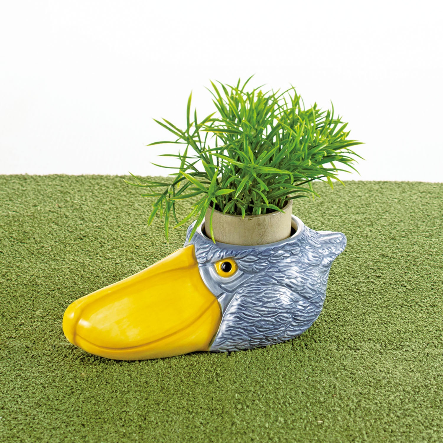 g's hako様　再入荷　レアカラー　高品質　ブルーペトリファイドウッドハート ハシビロコウ】凛とした表情のマルチポットがヴィレヴァンオンラインに