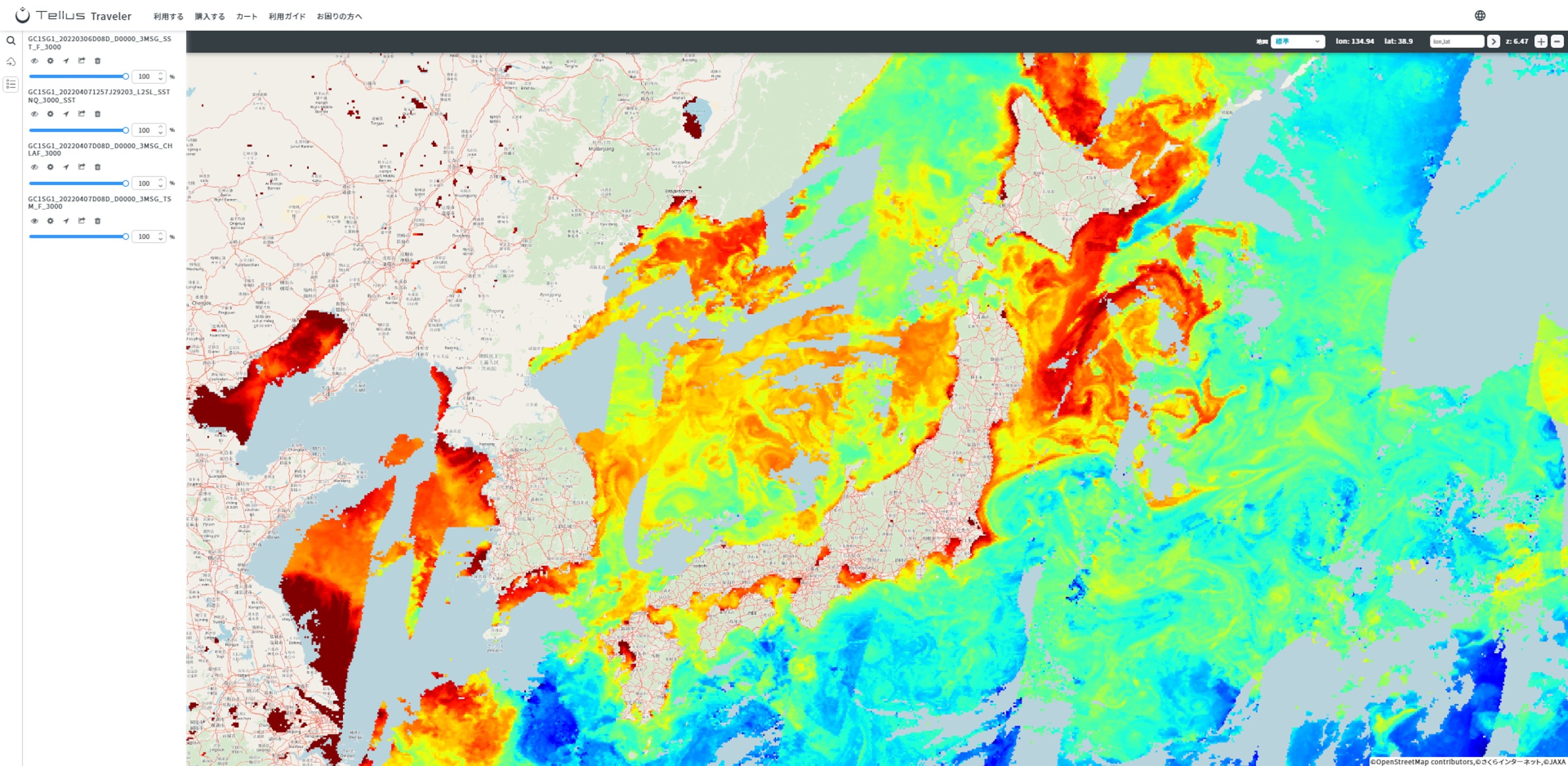 ©OpenStreetMap contributors,©さくらインターネット,©JAXA