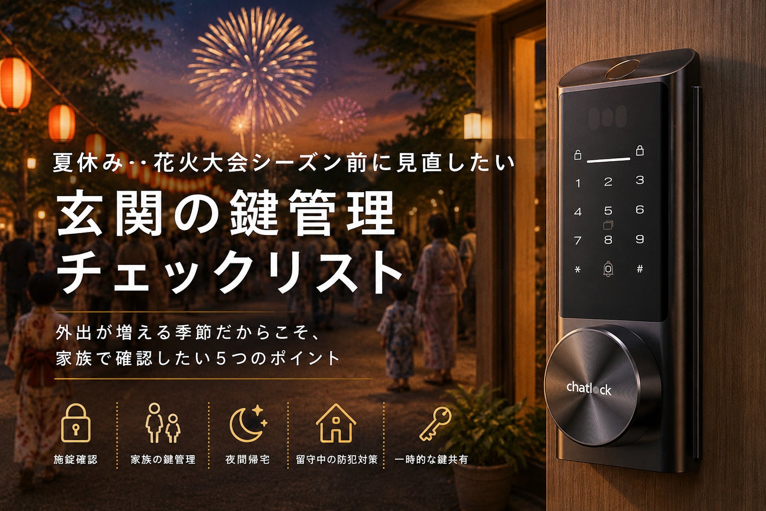 Chatlock、2026年夏版「夏休み・花火大会シーズンに向けた『玄関の鍵 Chatlock、2026年夏版「夏休み・花火大会シーズンに向けた『玄関の鍵