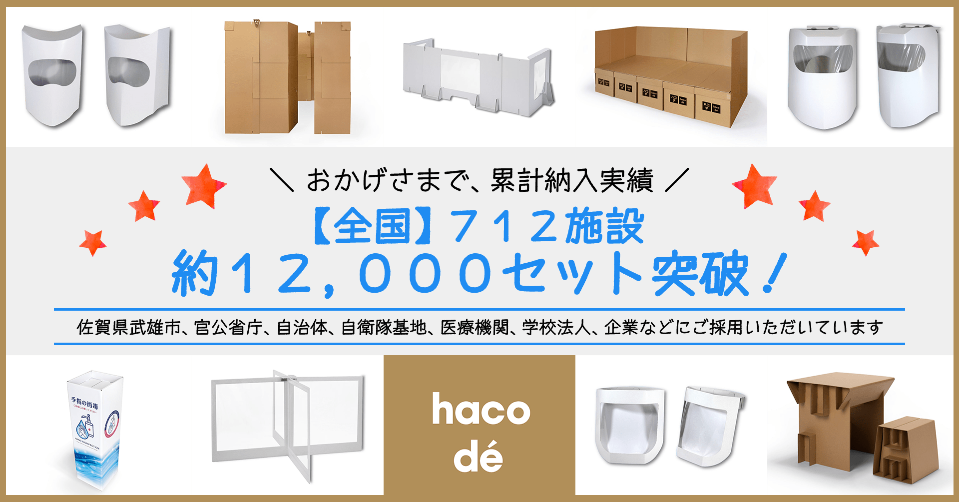 おかげさまで、累計納入実績【全国】712施設・約12,000セット突破！