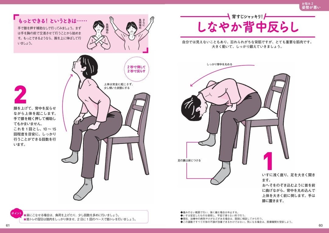 むせや膝の痛み、姿勢の悪さなども改善！