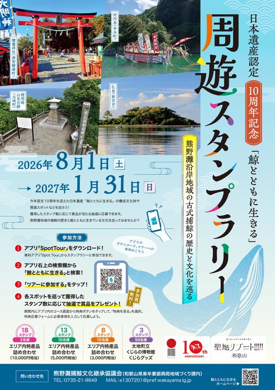 日本遺産「鯨とともに生きる」認定10周年 熊野灘沿岸を巡るデジタルスタンプラリーが8月1日(土)より開催 日本遺産「鯨とともに生きる」認定10周年 熊野灘沿岸を巡るデジタルスタンプラリーが8月1日(土)より開催