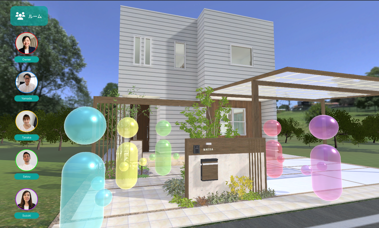 4D空間デザイン事業の提供コンテンツ　「ホーム&ガーデン空間体感型VRリモート提案システム」サービスのイメージ画面