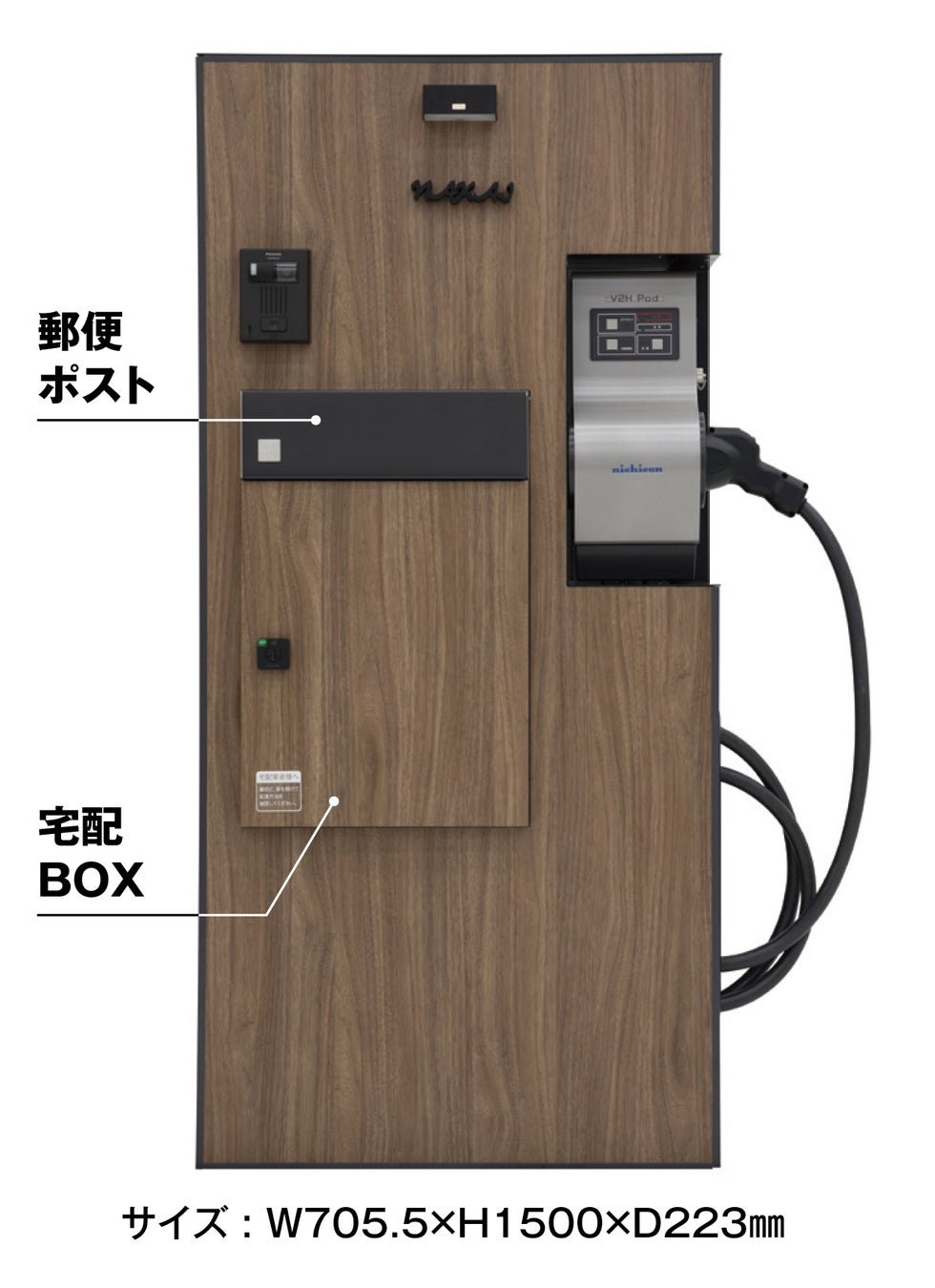 【『V2H機器搭載 宅配ボックス付門柱』 イメージ】