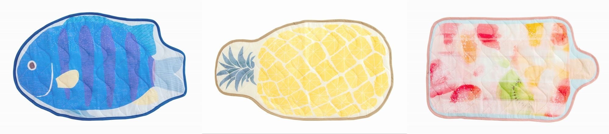 ダイカット冷感敷きパッドS サカナ、パイン、アイス