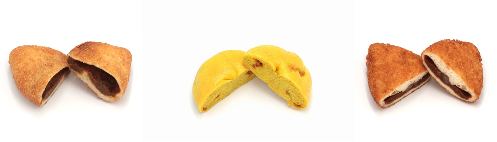 近江牛カレーパン、ベーグル(キーマカレー)、あか牛入りカレーパン